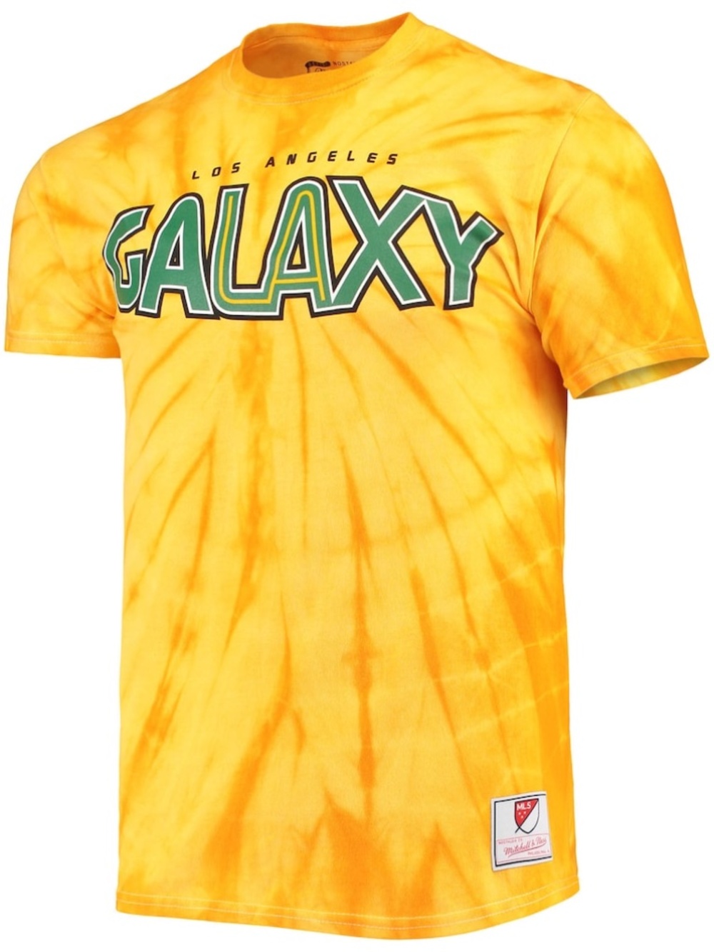 NEW Mitchell & Ness LA Los Angeles Galaxy MLS Gold Tie Dye Men's T-Shirt Soccer